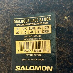 Salomon Dialogue Lace SJ BOA Label - Black and White